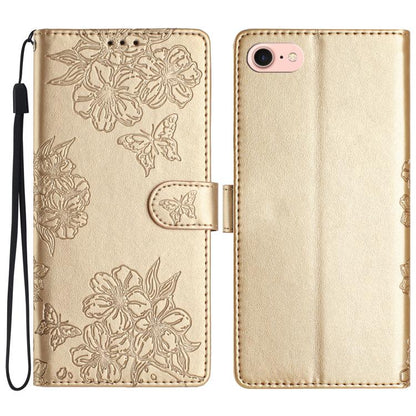Cherry Blossom Butterfly Skin Feel Embossed PU Phone Case, For iPhone 16e / 17e, For iPhone 17 Pro Max, For iPhone 17 Pro