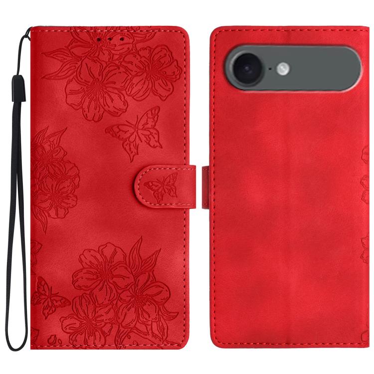 Cherry Blossom Butterfly Skin Feel Embossed PU Phone Case, For iPhone 17, For iPhone Air, For iPhone 16 Pro Max