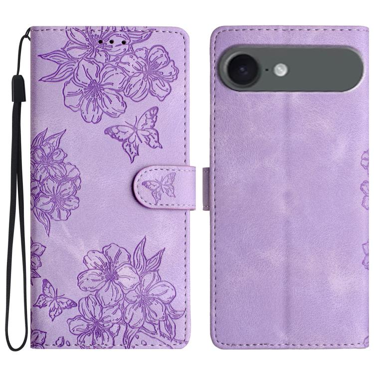 Cherry Blossom Butterfly Skin Feel Embossed PU Phone Case, For iPhone 17, For iPhone Air, For iPhone 16 Pro Max