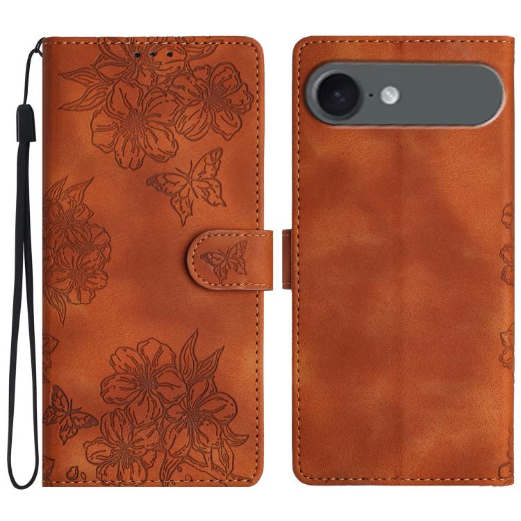 Cherry Blossom Butterfly Skin Feel Embossed PU Phone Case, For iPhone 17, For iPhone Air, For iPhone 16 Pro Max