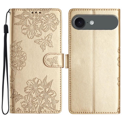 Cherry Blossom Butterfly Skin Feel Embossed PU Phone Case, For iPhone 17, For iPhone Air, For iPhone 16 Pro Max