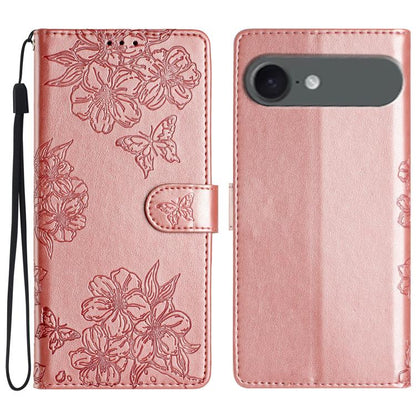 Cherry Blossom Butterfly Skin Feel Embossed PU Phone Case, For iPhone 17, For iPhone Air, For iPhone 16 Pro Max