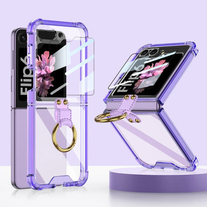 GKK Airbag Ring Full Coverage Phone Case with Tempered Film, For Samsung Galaxy Z Flip6 / Flip7 FE