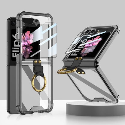 GKK Airbag Ring Full Coverage Phone Case with Tempered Film, For Samsung Galaxy Z Flip6 / Flip7 FE