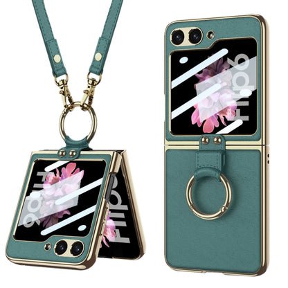 GKK Integrated Electroplating Leather Phone Case with Ring/Strap, For Samsung Galaxy Z Flip6 / Flip7 FE