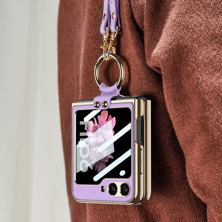 GKK Integrated Electroplating Leather Phone Case with Ring/Strap, For Samsung Galaxy Z Flip6 / Flip7 FE