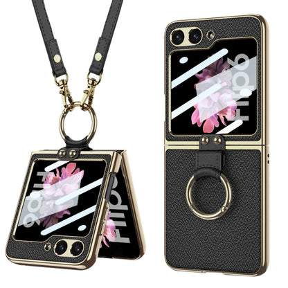 GKK Integrated Electroplating Leather Phone Case with Ring/Strap, For Samsung Galaxy Z Flip6 / Flip7 FE