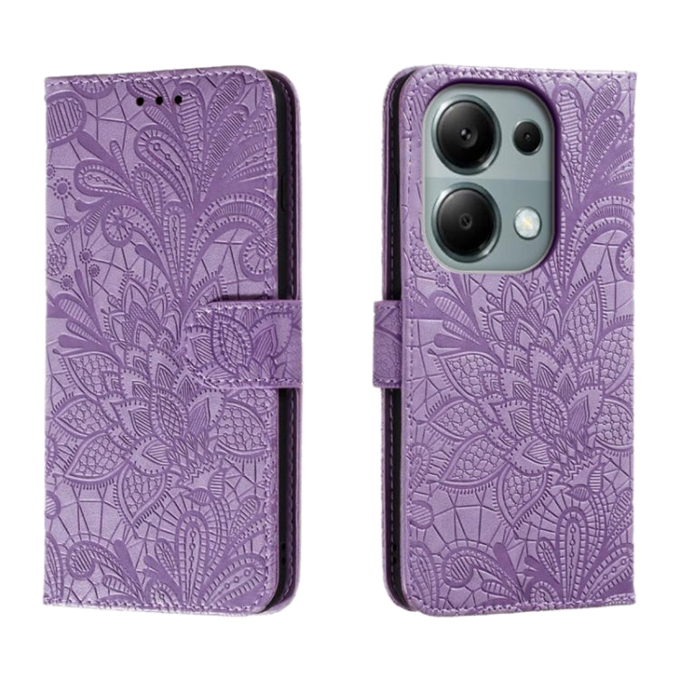 Lace Flower Embossing Flip Leather Phone Case