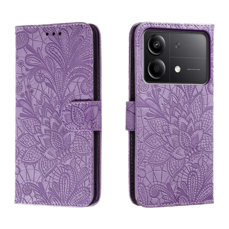 Lace Flower Embossing Flip Leather Phone Case