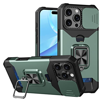 Camera Shield Card Slot PC+TPU Phone Case, For iPhone 16 Pro Max, For iPhone 16 Pro, For iPhone 16 Plus