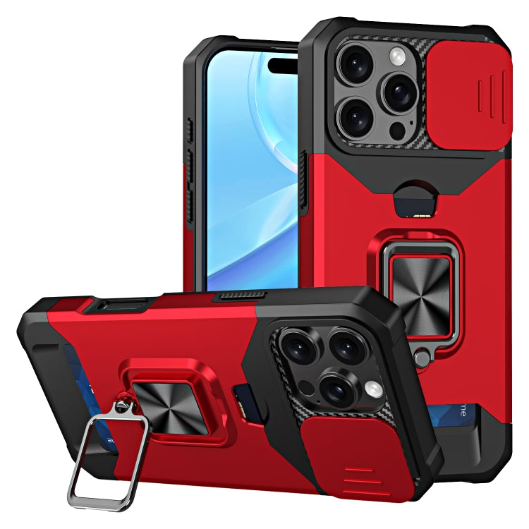 Camera Shield Card Slot PC+TPU Phone Case, For iPhone 16 Pro Max, For iPhone 16 Pro, For iPhone 16 Plus