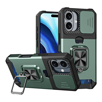 Camera Shield Card Slot PC+TPU Phone Case, For iPhone 16 Pro Max, For iPhone 16 Pro, For iPhone 16 Plus