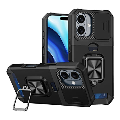 Camera Shield Card Slot PC+TPU Phone Case, For iPhone 16 Pro Max, For iPhone 16 Pro, For iPhone 16 Plus