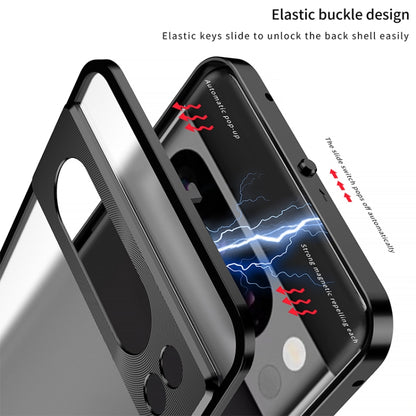 Snap Buckle Metal Frame Frosted Phone Case