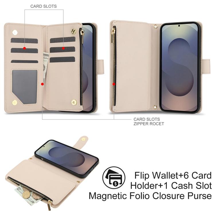 YM016 Rhombic Zipper Card Wallet Leather Phone Case with Lanyard, For Samsung Galaxy S25 Ultra 5G, For Samsung Galaxy S24 FE 5G, For Samsung Galaxy S24 Ultra 5G