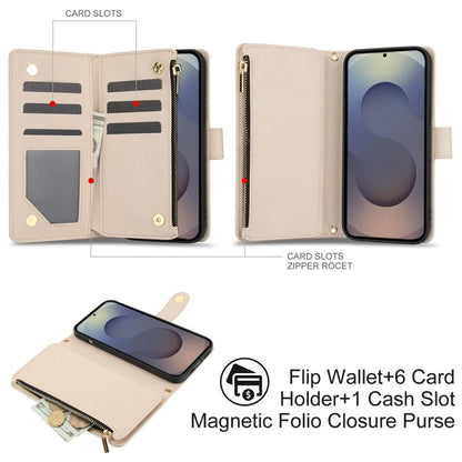 YM016 Rhombic Zipper Card Wallet Leather Phone Case with Lanyard, For Samsung Galaxy S25 Ultra 5G, For Samsung Galaxy S24 FE 5G, For Samsung Galaxy S24 Ultra 5G