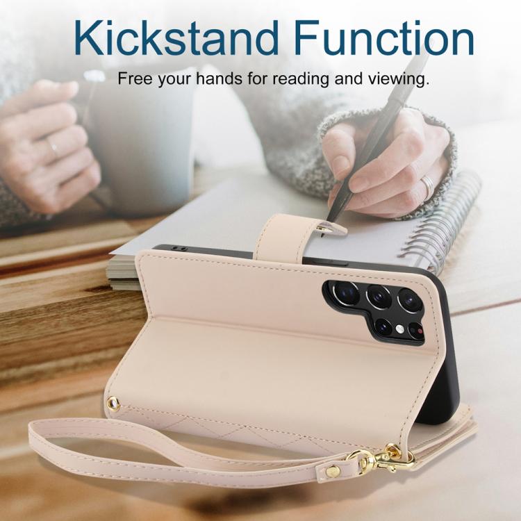 YM016 Rhombic Zipper Card Wallet Leather Phone Case with Lanyard, For Samsung Galaxy S25 Ultra 5G, For Samsung Galaxy S24 FE 5G, For Samsung Galaxy S24 Ultra 5G