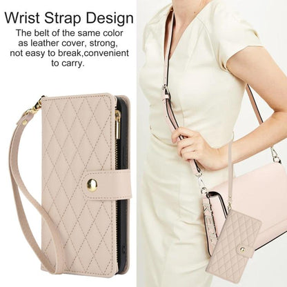 YM016 Rhombic Zipper Card Wallet Leather Phone Case with Lanyard, For Samsung Galaxy S25 Ultra 5G, For Samsung Galaxy S24 FE 5G, For Samsung Galaxy S24 Ultra 5G