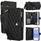 YM016 Rhombic Zipper Card Wallet Leather Phone Case with Lanyard