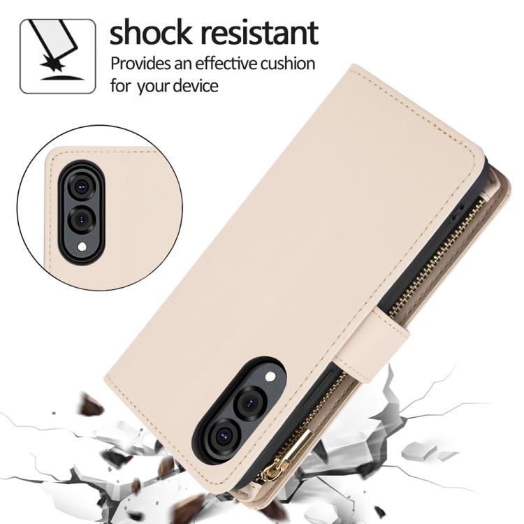 YM016 Rhombic Zipper Card Wallet Leather Phone Case with Lanyard