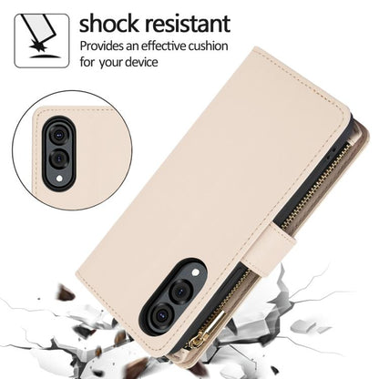 YM016 Rhombic Zipper Card Wallet Leather Phone Case with Lanyard