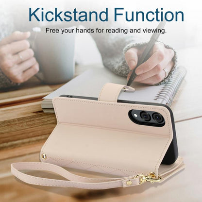 YM016 Rhombic Zipper Card Wallet Leather Phone Case with Lanyard