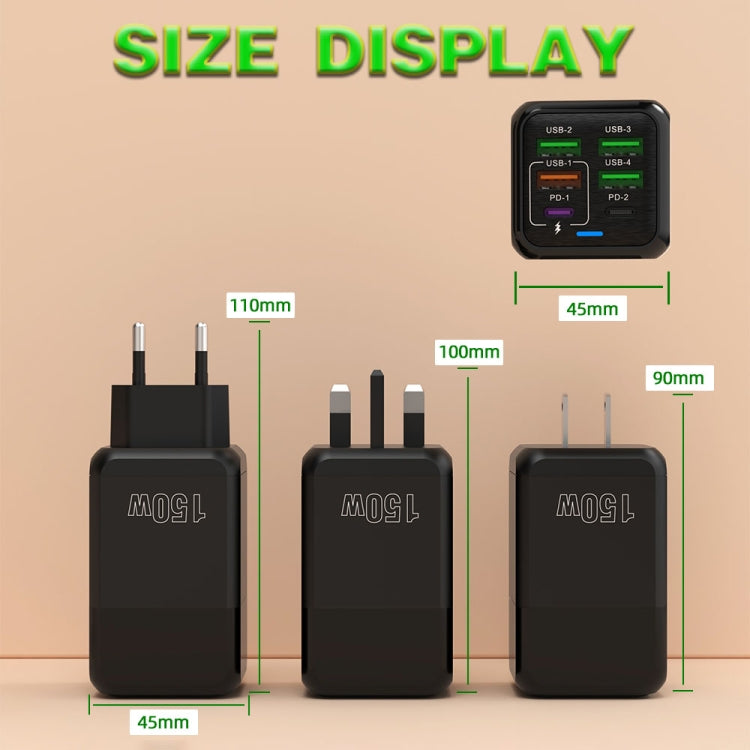 150W 4 x USB + 2 x USB-C / Type-C Multi-port Fast Charger