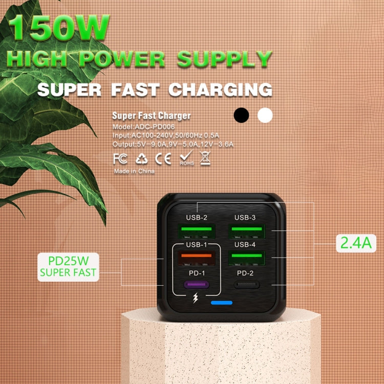150W 4 x USB + 2 x USB-C / Type-C Multi-port Fast Charger