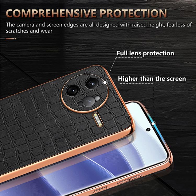 AZNS Electroplated Frame Crocodile Texture Full Coverage Phone Case