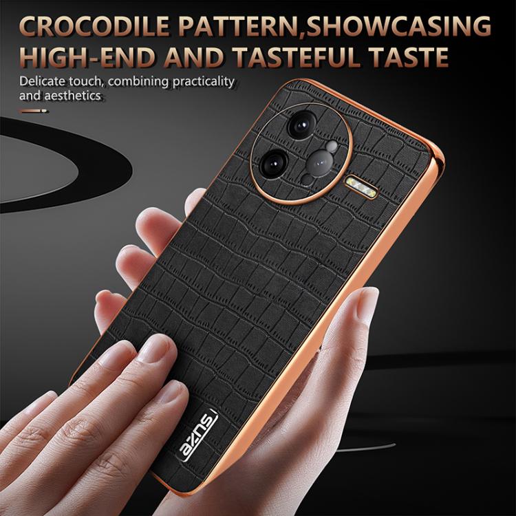 AZNS Electroplated Frame Crocodile Texture Full Coverage Phone Case