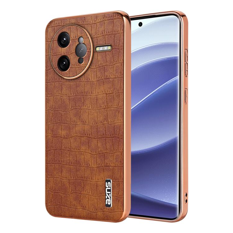 AZNS Electroplated Frame Crocodile Texture Full Coverage Phone Case