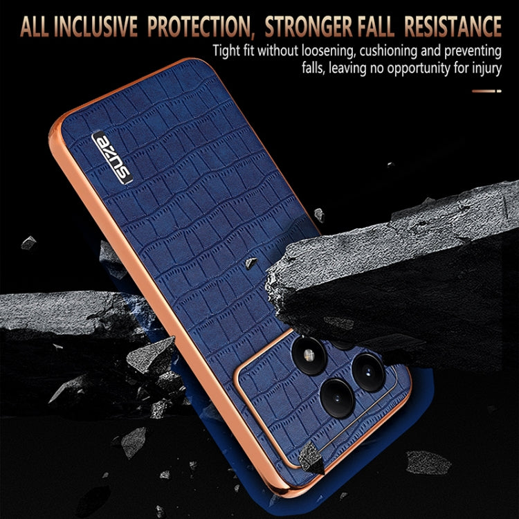 AZNS Electroplated Frame Crocodile Texture Full Coverage Phone Case