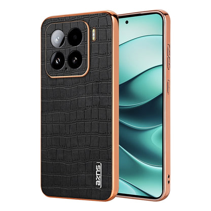 AZNS Electroplated Frame Crocodile Texture Full Coverage Phone Case, For Xiaomi 15T 5G, For Xiaomi 15 Ultra, For Xiaomi 15 Pro, For Xiaomi 15