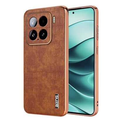 AZNS Electroplated Frame Crocodile Texture Full Coverage Phone Case, For Xiaomi 15T 5G, For Xiaomi 15 Ultra, For Xiaomi 15 Pro, For Xiaomi 15