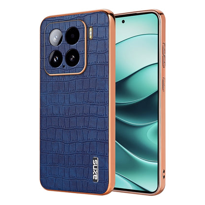 AZNS Electroplated Frame Crocodile Texture Full Coverage Phone Case, For Xiaomi 15T 5G, For Xiaomi 15 Ultra, For Xiaomi 15 Pro, For Xiaomi 15