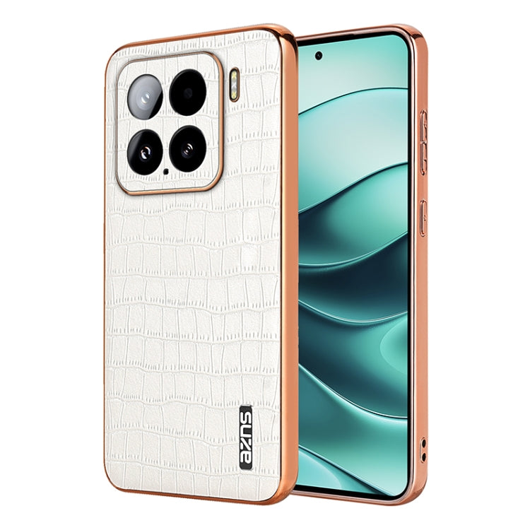 AZNS Electroplated Frame Crocodile Texture Full Coverage Phone Case, For Xiaomi 15T 5G, For Xiaomi 15 Ultra, For Xiaomi 15 Pro, For Xiaomi 15