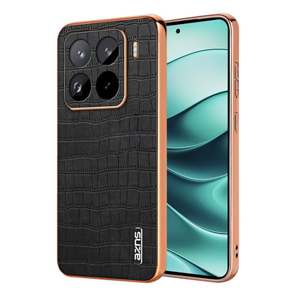 AZNS Electroplated Frame Crocodile Texture Full Coverage Phone Case, For Xiaomi 15T 5G, For Xiaomi 15 Ultra, For Xiaomi 15 Pro, For Xiaomi 15