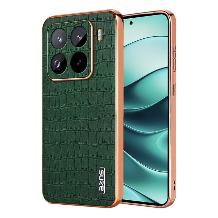 AZNS Electroplated Frame Crocodile Texture Full Coverage Phone Case, For Xiaomi 15T 5G, For Xiaomi 15 Ultra, For Xiaomi 15 Pro, For Xiaomi 15