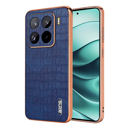 AZNS Electroplated Frame Crocodile Texture Full Coverage Phone Case, For Xiaomi 15T 5G, For Xiaomi 15 Ultra, For Xiaomi 15 Pro, For Xiaomi 15