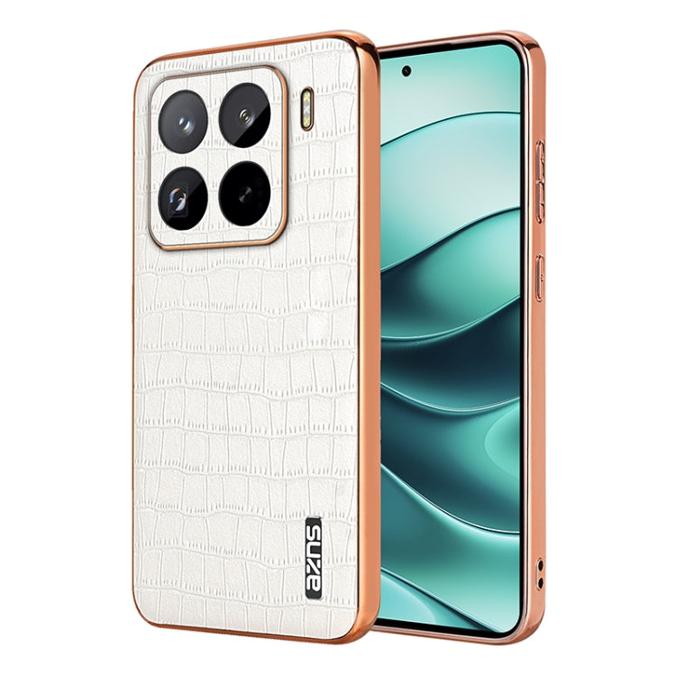 AZNS Electroplated Frame Crocodile Texture Full Coverage Phone Case, For Xiaomi 15T 5G, For Xiaomi 15 Ultra, For Xiaomi 15 Pro, For Xiaomi 15
