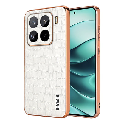 AZNS Electroplated Frame Crocodile Texture Full Coverage Phone Case, For Xiaomi 15T 5G, For Xiaomi 15 Ultra, For Xiaomi 15 Pro, For Xiaomi 15