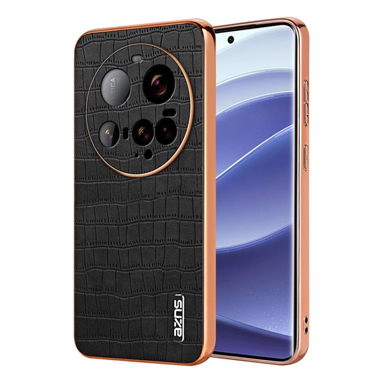 AZNS Electroplated Frame Crocodile Texture Full Coverage Phone Case, For Xiaomi 15T 5G, For Xiaomi 15 Ultra, For Xiaomi 15 Pro, For Xiaomi 15