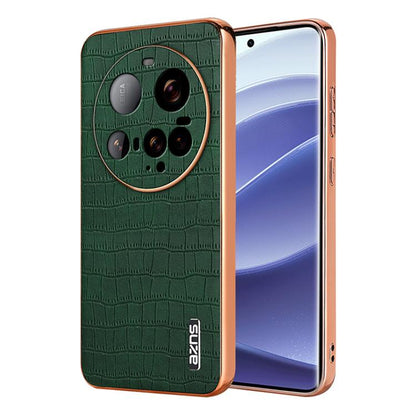 AZNS Electroplated Frame Crocodile Texture Full Coverage Phone Case, For Xiaomi 15T 5G, For Xiaomi 15 Ultra, For Xiaomi 15 Pro, For Xiaomi 15