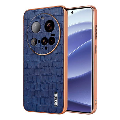 AZNS Electroplated Frame Crocodile Texture Full Coverage Phone Case, For Xiaomi 15T 5G, For Xiaomi 15 Ultra, For Xiaomi 15 Pro, For Xiaomi 15