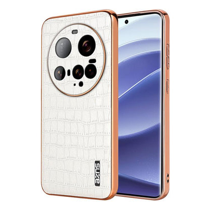 AZNS Electroplated Frame Crocodile Texture Full Coverage Phone Case, For Xiaomi 15T 5G, For Xiaomi 15 Ultra, For Xiaomi 15 Pro, For Xiaomi 15