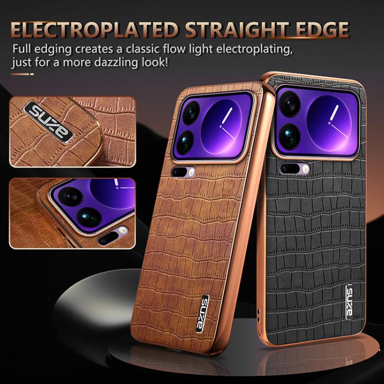 AZNS Electroplated Frame Crocodile Texture Full Coverage Phone Case