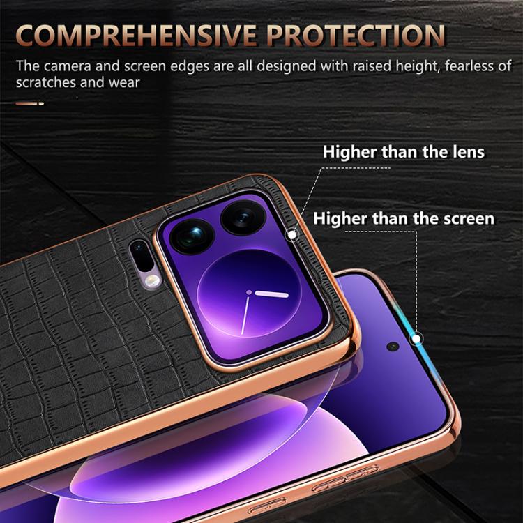 AZNS Electroplated Frame Crocodile Texture Full Coverage Phone Case