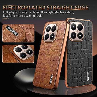 AZNS Electroplated Frame Crocodile Texture Full Coverage Phone Case, For Xiaomi 15T 5G, For Xiaomi 15 Ultra, For Xiaomi 15 Pro, For Xiaomi 15