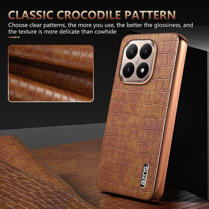 AZNS Electroplated Frame Crocodile Texture Full Coverage Phone Case, For Xiaomi 15T 5G, For Xiaomi 15 Ultra, For Xiaomi 15 Pro, For Xiaomi 15