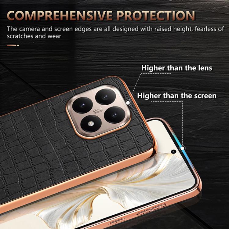 AZNS Electroplated Frame Crocodile Texture Full Coverage Phone Case, For Xiaomi 15T 5G, For Xiaomi 15 Ultra, For Xiaomi 15 Pro, For Xiaomi 15